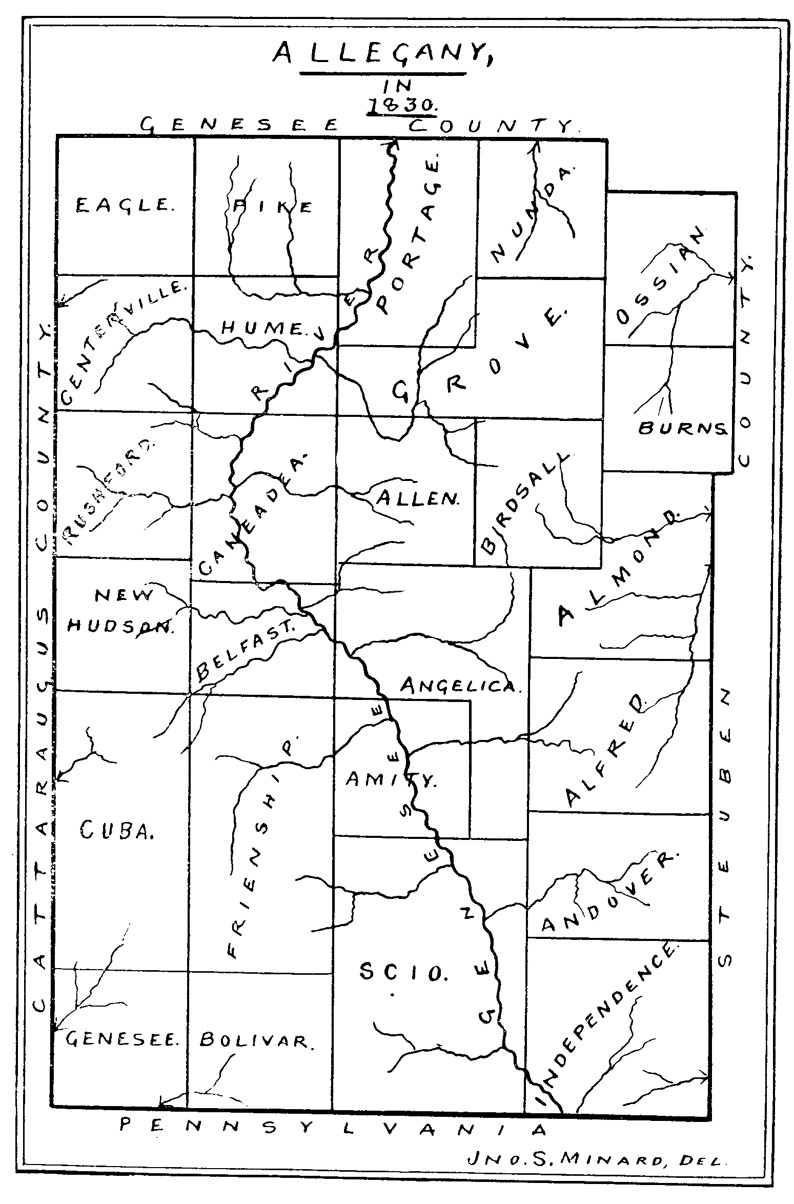 1830 Map of Allegany County, New York 